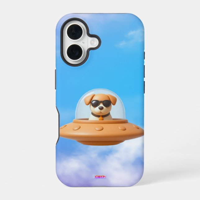 Ufo dog 3D a2 clouds iPhone Case (Back)
