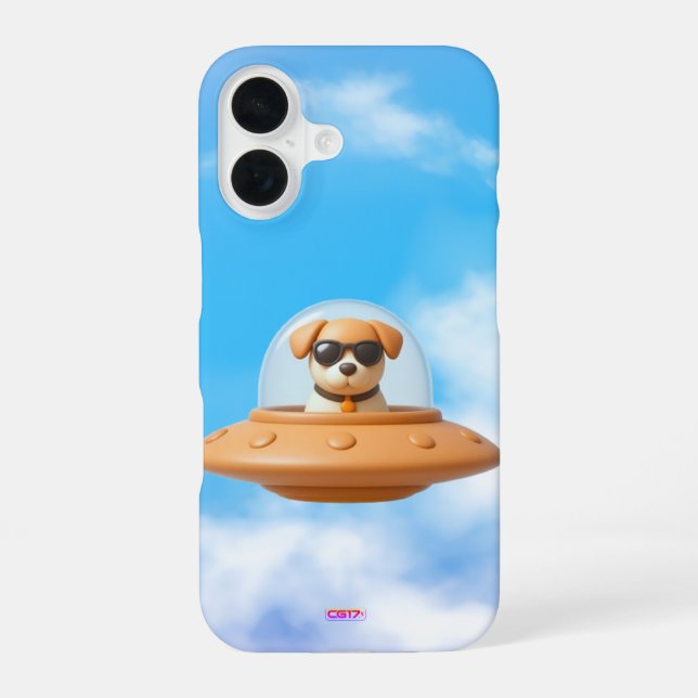 Ufo dog 3D a2 clouds iPhone Case (Back)