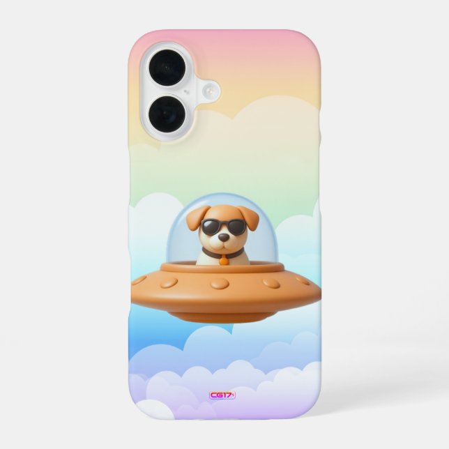 Ufo dog 3D a3 clouds iPhone Case (Back)