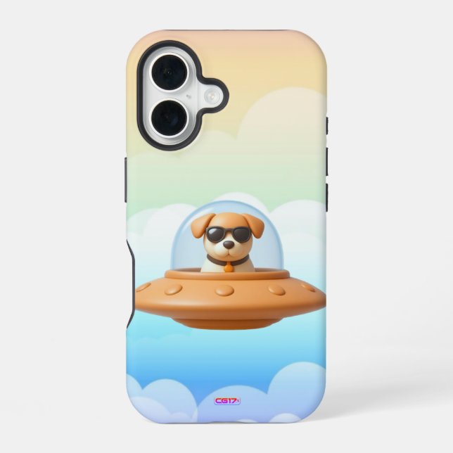 Ufo dog 3D a3 clouds iPhone Case (Back)