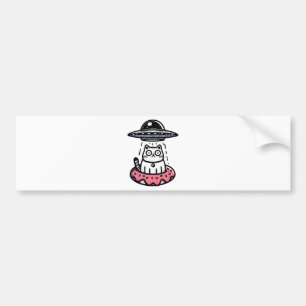 UFO Doughnut Cat Bumper Sticker