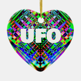UFO (edit text) Heart Shaped Ornament