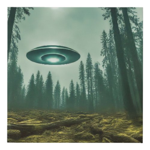 UFO Encounter in the Wild Faux Canvas Print