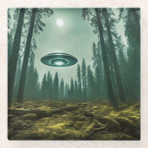 UFO Encounter in the Wild Glass Coaster