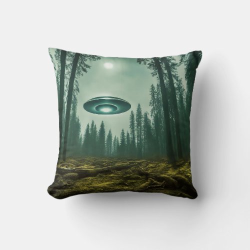 UFO Encounter in the Wild Throw Pillow