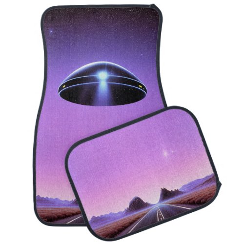 UFO Encounter on the Open Road Car Mats Set of 4