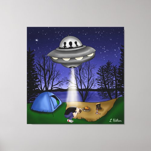 UFO Extraterrestrial Abduction Alien Art Canvas Print