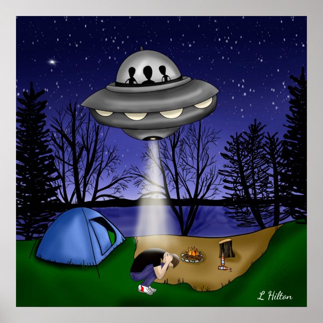 UFO Extraterrestrial Abduction Alien Art Poster (Front)