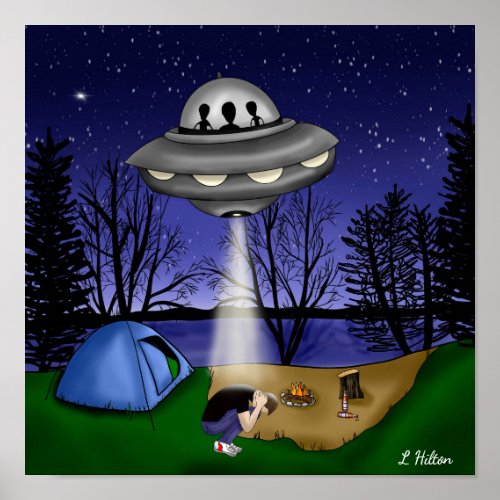 UFO Extraterrestrial Abduction Alien Art  Poster