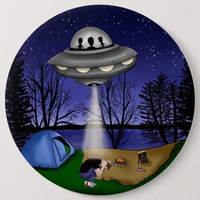 UFO Extraterrestrial Abduction Alien Button (Front)