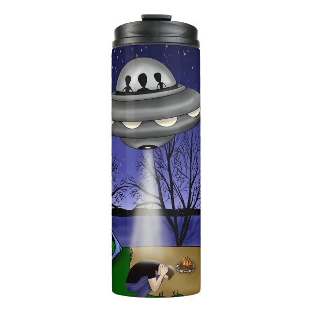UFO Extraterrestrial Abduction Alien Thermal Tumbler (Front)