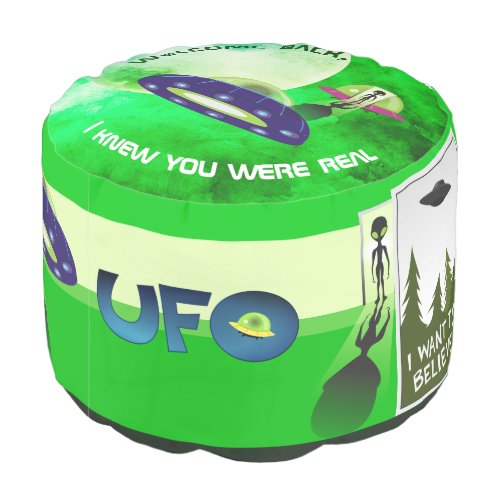 UFO fans saucers in Moon light green custom Pouf