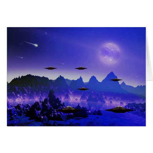 UFO flying object in space Cards (Front Horizontal)