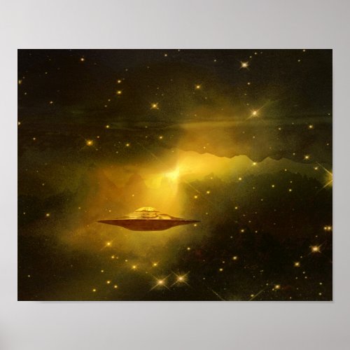 UFO flying object in space Poster