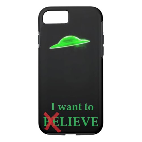 UFO Flying Saucer Green Black Text Funny Humorous iPhone 87 Case