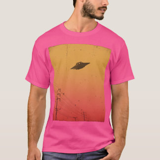 Ufo Flying Saucer Power Lines Sunset Paranormal Gr T-Shirt