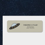 UFO & flying saucer Return address label<br><div class="desc">A funny return address label with a flying saucer to stick on your letter or package. Believe!</div>