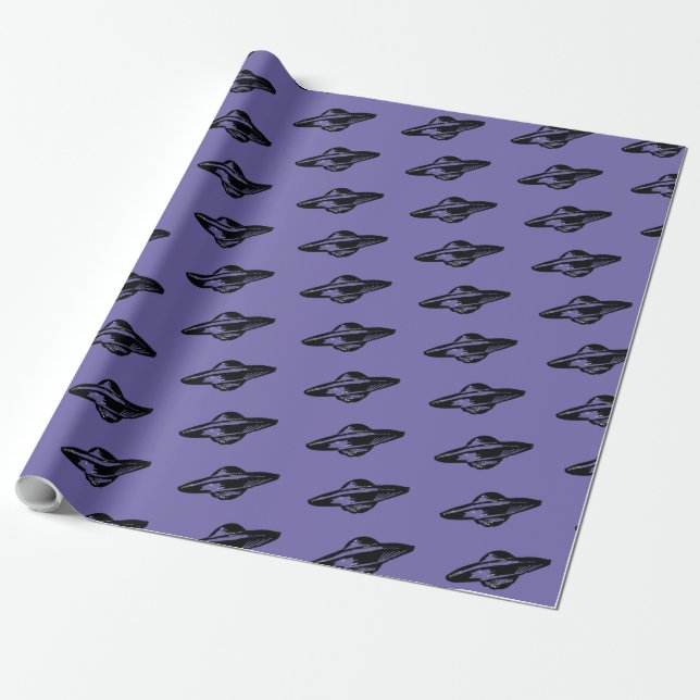 UFO flying saucer Wrapping Paper (Unrolled)