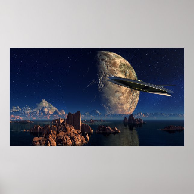 UFO- Foreign World -SciFi Landscape Poster (Front)