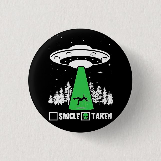 UFO, funny UFO, flying saucer, alien abduction Button (Front)