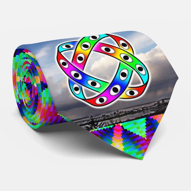 UFO Green Star Neck Tie (Rolled)