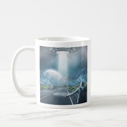 UFO Hitchhiker custom monogram mugs