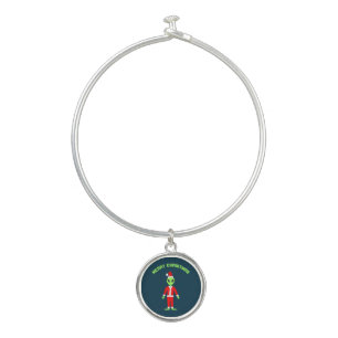 UFO Ho Ho Father Christmas alien Custom Bangle Bracelet