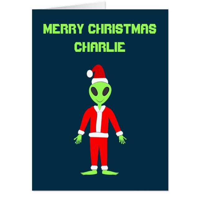 UFO Ho Ho Father Christmas alien Custom Card (Front)
