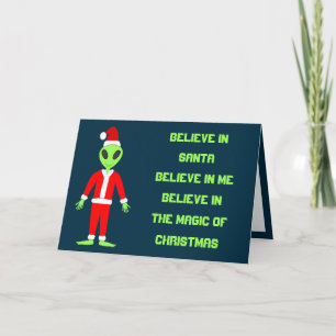 UFO Ho Ho Father Christmas alien Custom Card