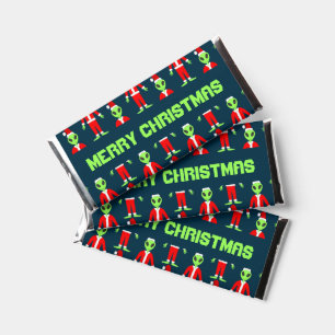 UFO Ho Ho Father Christmas alien Custom Hershey Bar Favors