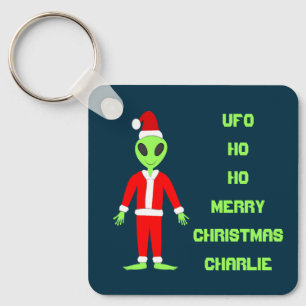 UFO Ho Ho Father Christmas alien Custom Keychain