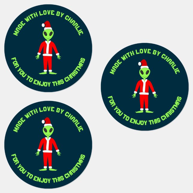 UFO Ho Ho Father Christmas alien Custom Labels (Group)