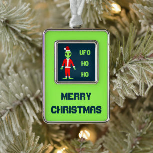 UFO Ho Ho Father Christmas alien Custom Ornament