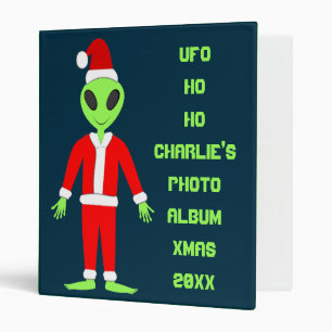 UFO Ho Ho Father Christmas alien Custom Photo 3 Ring Binder