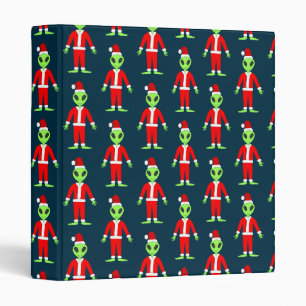 UFO Ho Ho Father Christmas alien Patterned 3 Ring Binder