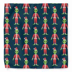 UFO Ho Ho Father Christmas alien Patterned Bandana