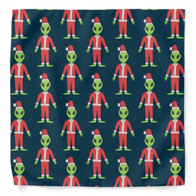 UFO Ho Ho Father Christmas alien Patterned Bandana (Front)