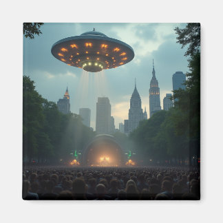 UFO Hovering Over a Central Park Concert 2035 Magnet