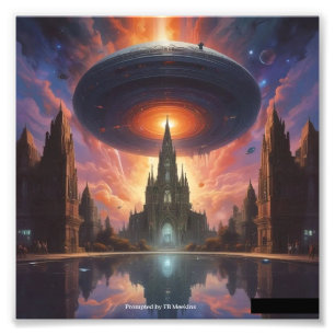 UFO Hovering Over Cathedral Photo Print