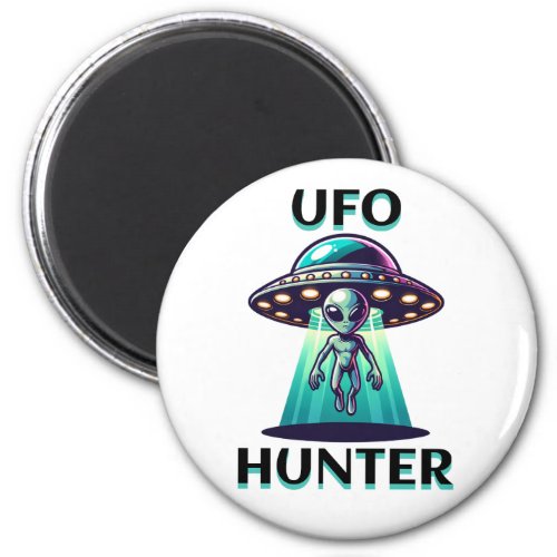 UFO Hunter  Ai Art with UFO and Alien Magnet