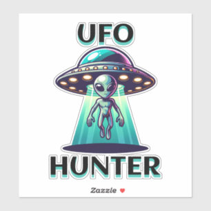 UFO Hunter Ai Art with UFO and Alien Sticker