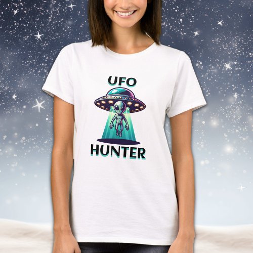 UFO Hunter  Ai Art with UFO and Alien T_Shirt