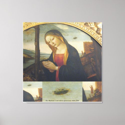 UFO In Historical Painting High Quality Canvas Print