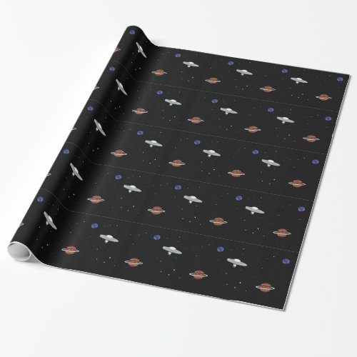 UFO in space illustration Wrapping Paper