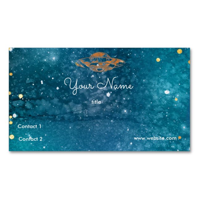 UFO  in the artistic galaxy Business Card Magnet (Front)