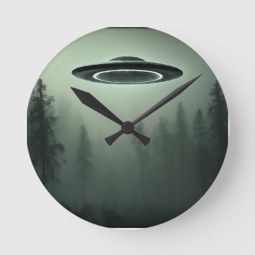 UFO in the Mist Round Clock