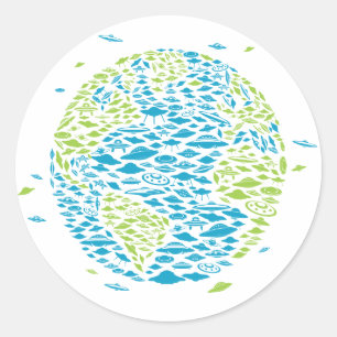 UFO invasion of the World, Alien, Space Ships Classic Round Sticker