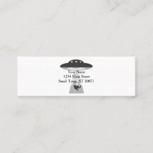 UFO kidnaps cat - Choose background color Mini Business Card