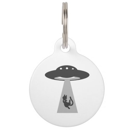 UFO kidnaps cat _ Choose background color Pet ID Tag