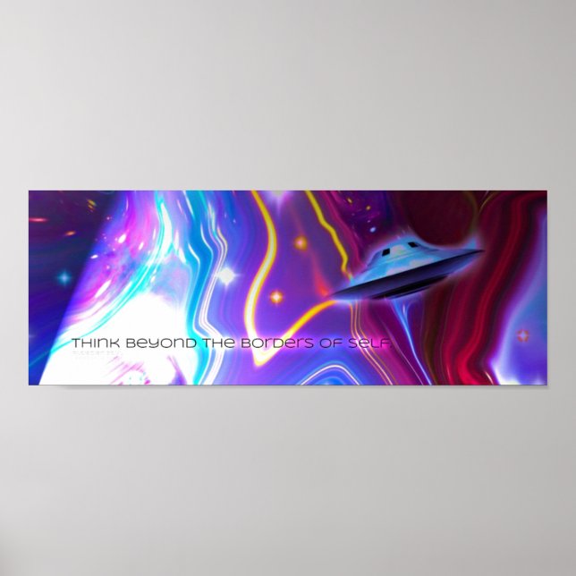 UFO Magenta Dimension 36" x 12" Horizontal Poster (Front)
